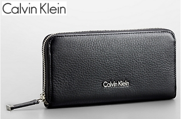 calvin klein-black-leather-zip-wallet